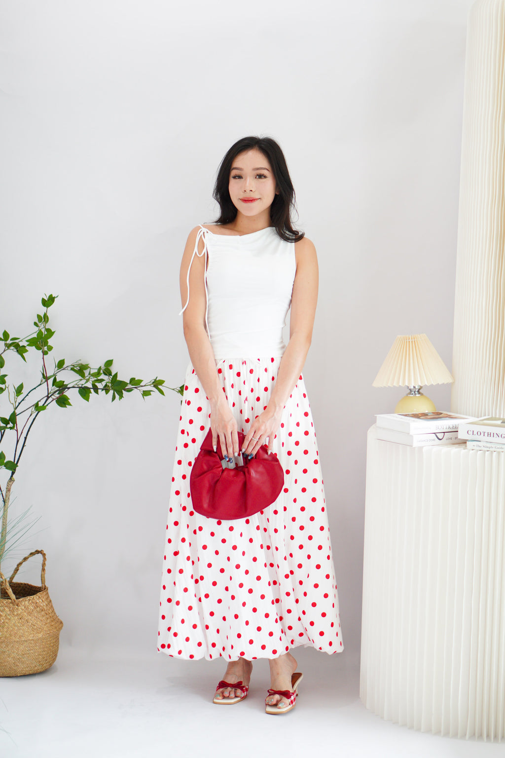 (BACKORDER) Fina Polkadot Skirt in Red and White