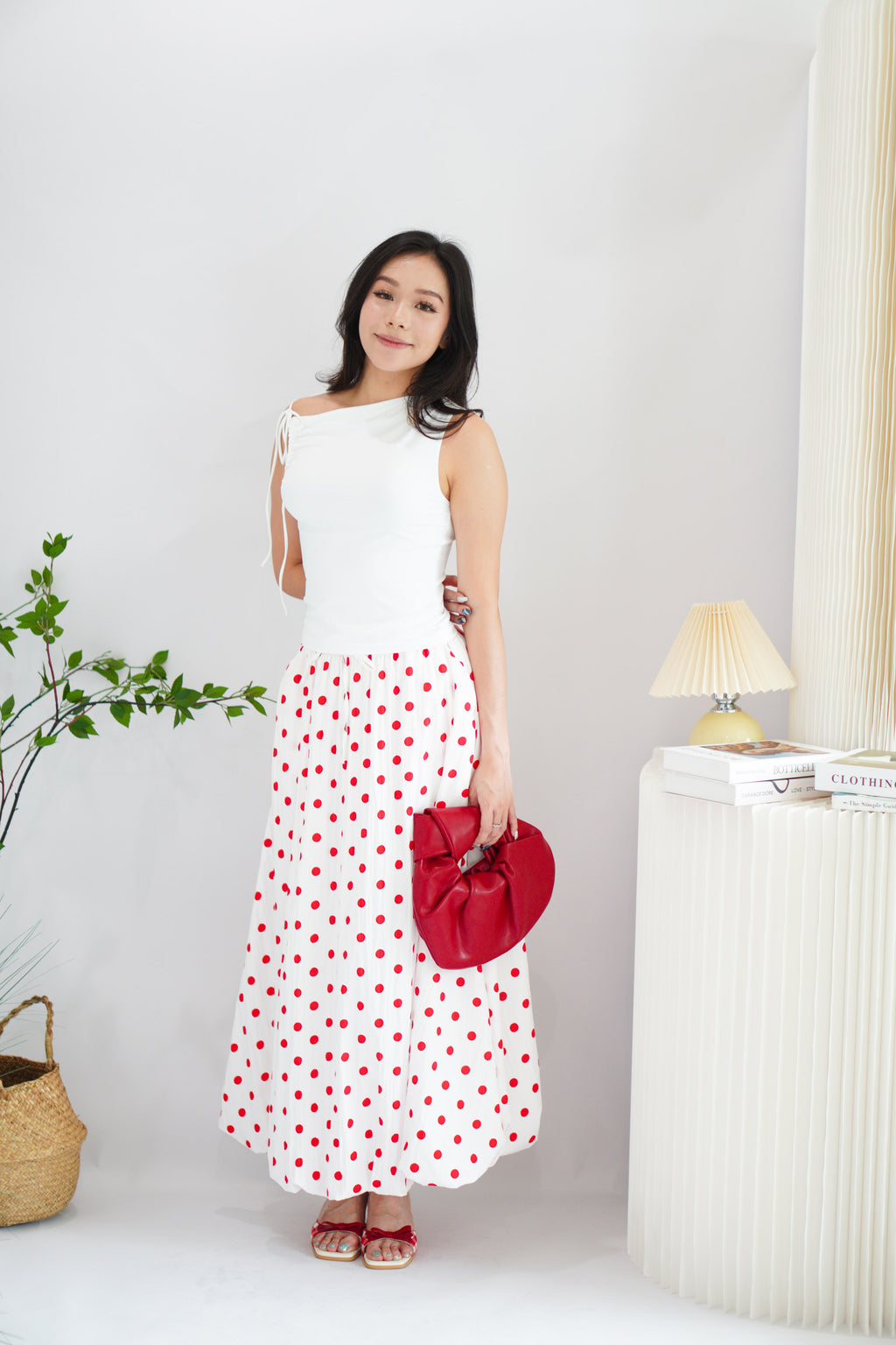 (BACKORDER) Fina Polkadot Skirt in Red and White