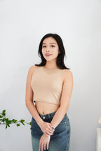 Brooke Basic Tank Crop Top in Khaki