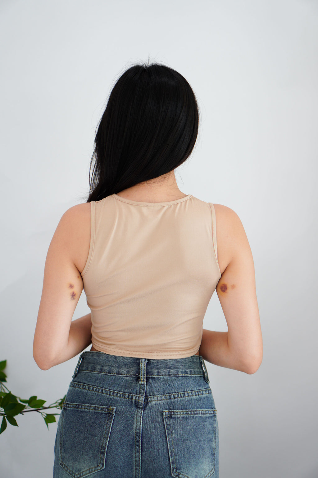 Brooke Basic Tank Crop Top in Khaki