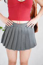 Maddy Pleated Mini Skirt in Grey
