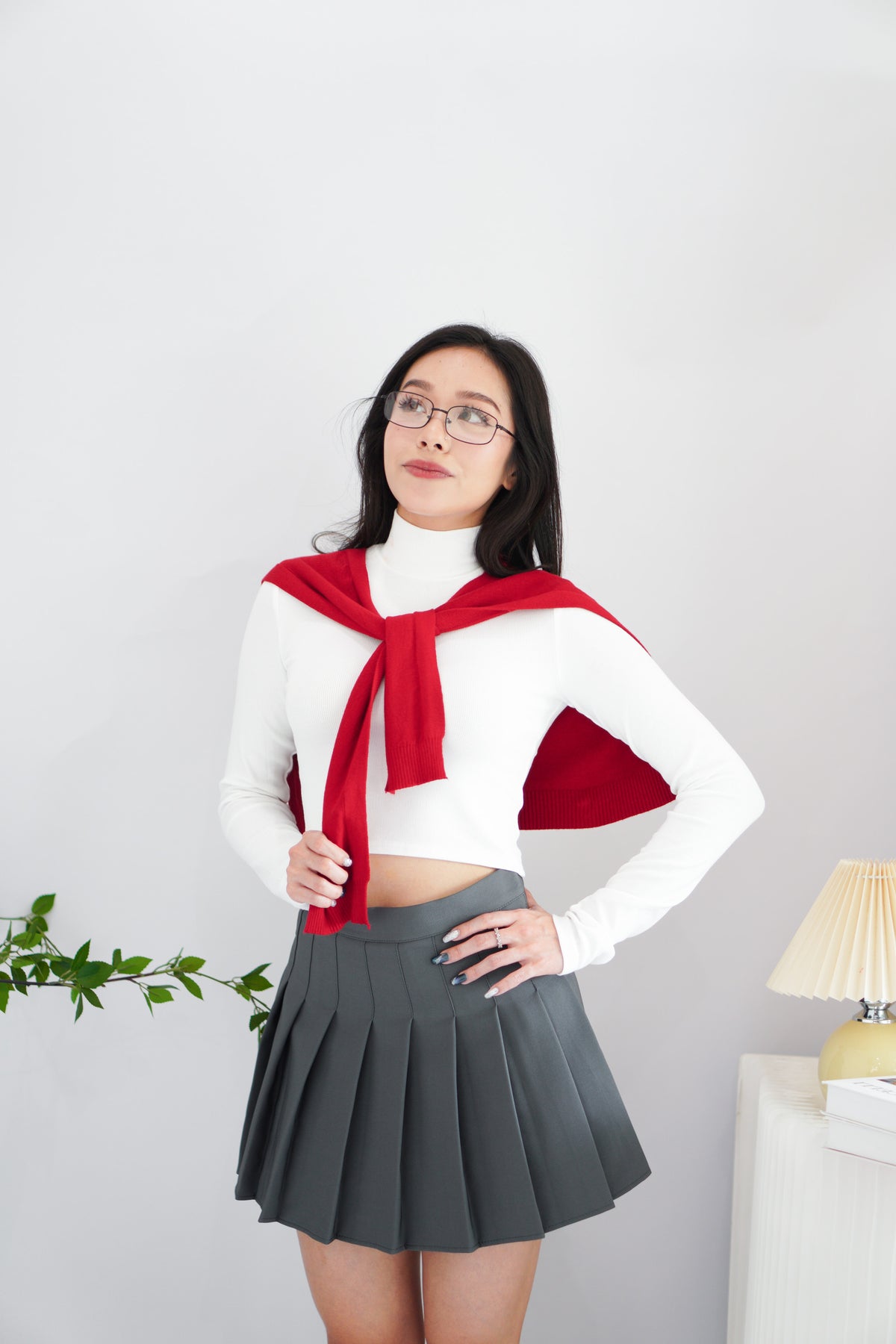 Basic Knit Throwover in Red