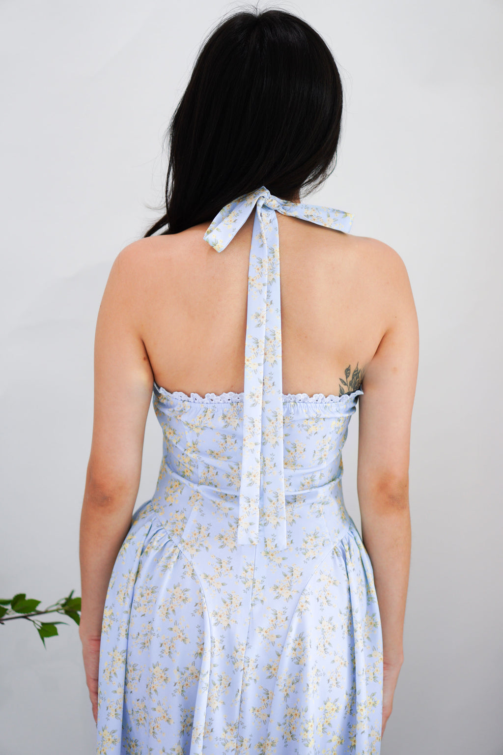 Isabelle Halter Neck A-Line Dress in Blue Floral