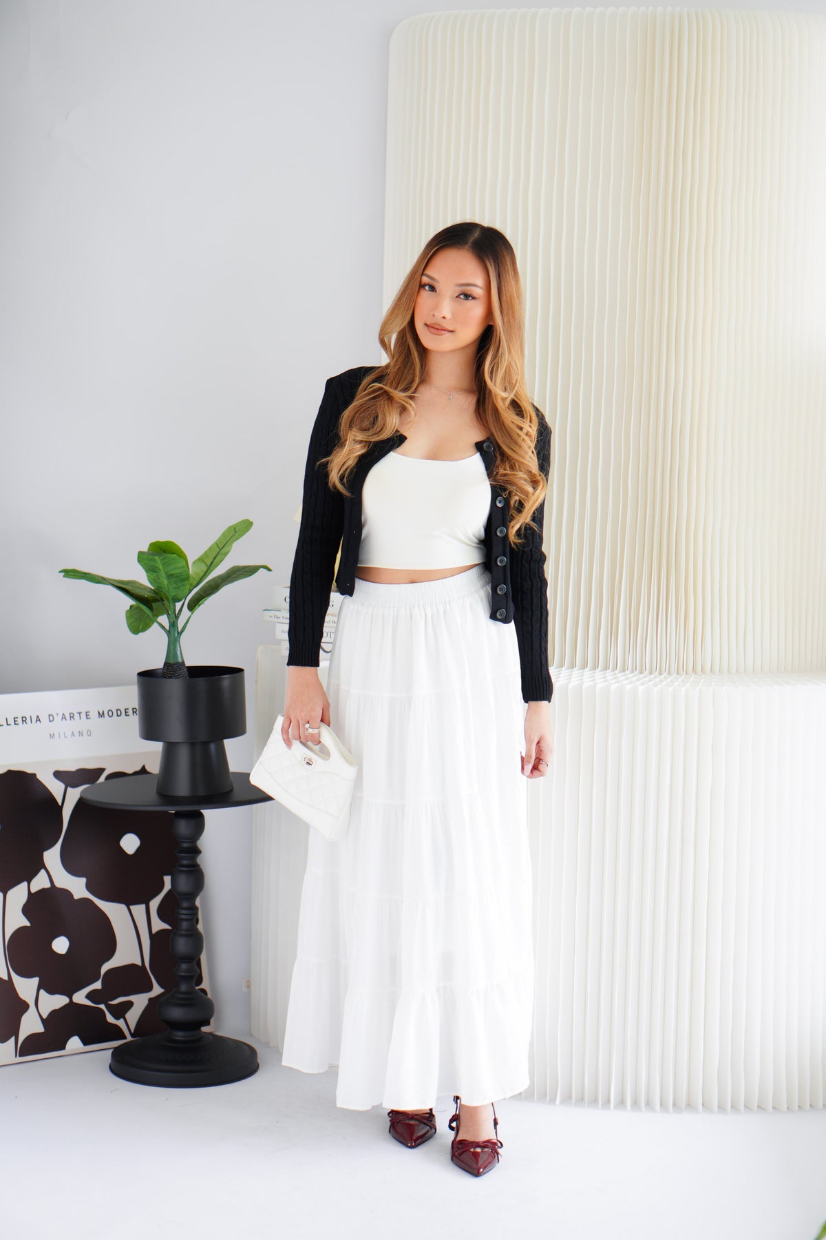 Dearisa Knit Cardigan Button Top in Black
