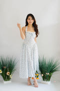 Isabelle Halter Neck A-Line Dress in White Floral