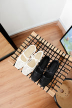 Bloom Mesh Ribbon Flats in Black