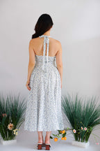 Isabelle Halter Neck A-Line Dress in White Floral