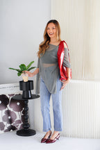 Cercie Sheer Knit Top in Grey