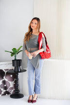 Cercie Sheer Knit Top in Grey