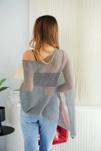 Cercie Sheer Knit Top in Grey