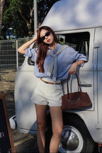 Island Resort Top + Stripes Throwover + Eris Shorts - As Seen on @janice23cyt