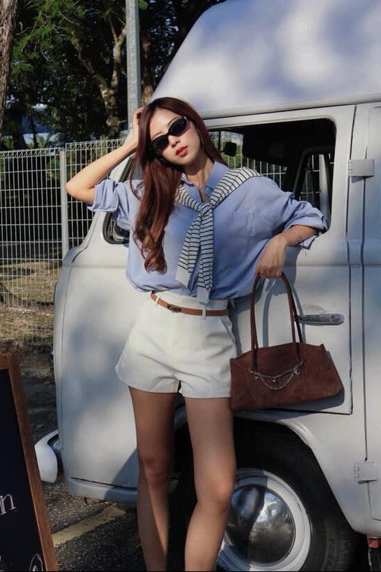 Island Resort Top + Stripes Throwover + Eris Shorts - As Seen on @janice23cyt