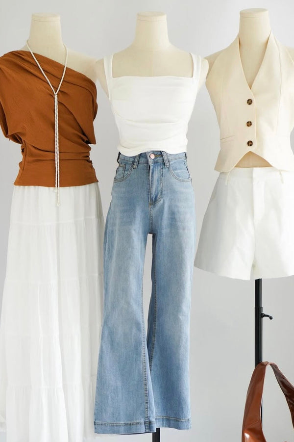 Jilsa Top + Soline Skirt + Ralyra Top + Francine Jeans + Karie Vest + Eris Shorts