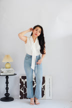 Rinda Sleeveless Bow Tie Top in White
