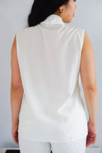 Rinda Sleeveless Bow Tie Top in White