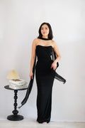 Roselune Corset 2 Piece Skirt Set with Sash in Black
