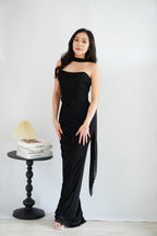 Roselune Corset 2 Piece Skirt Set with Sash in Black