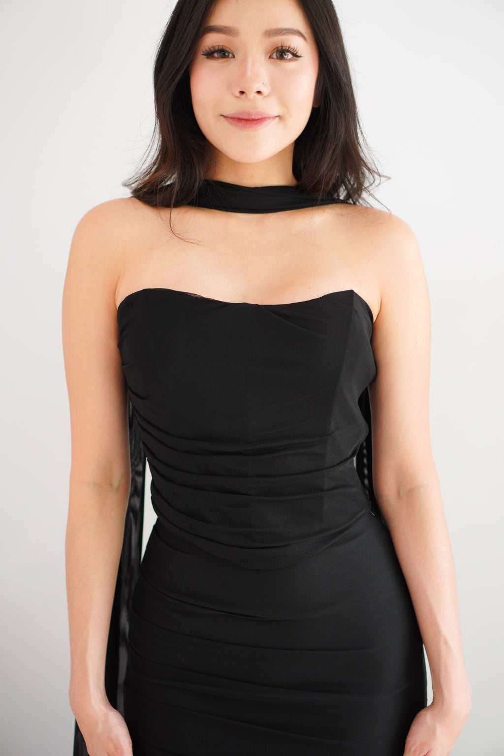 Roselune Corset 2 Piece Skirt Set with Sash in Black