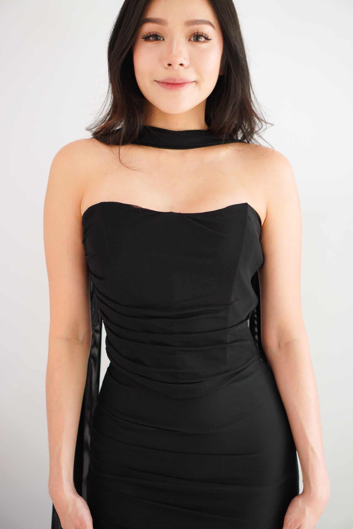 Roselune Corset 2 Piece Skirt Set with Sash in Black