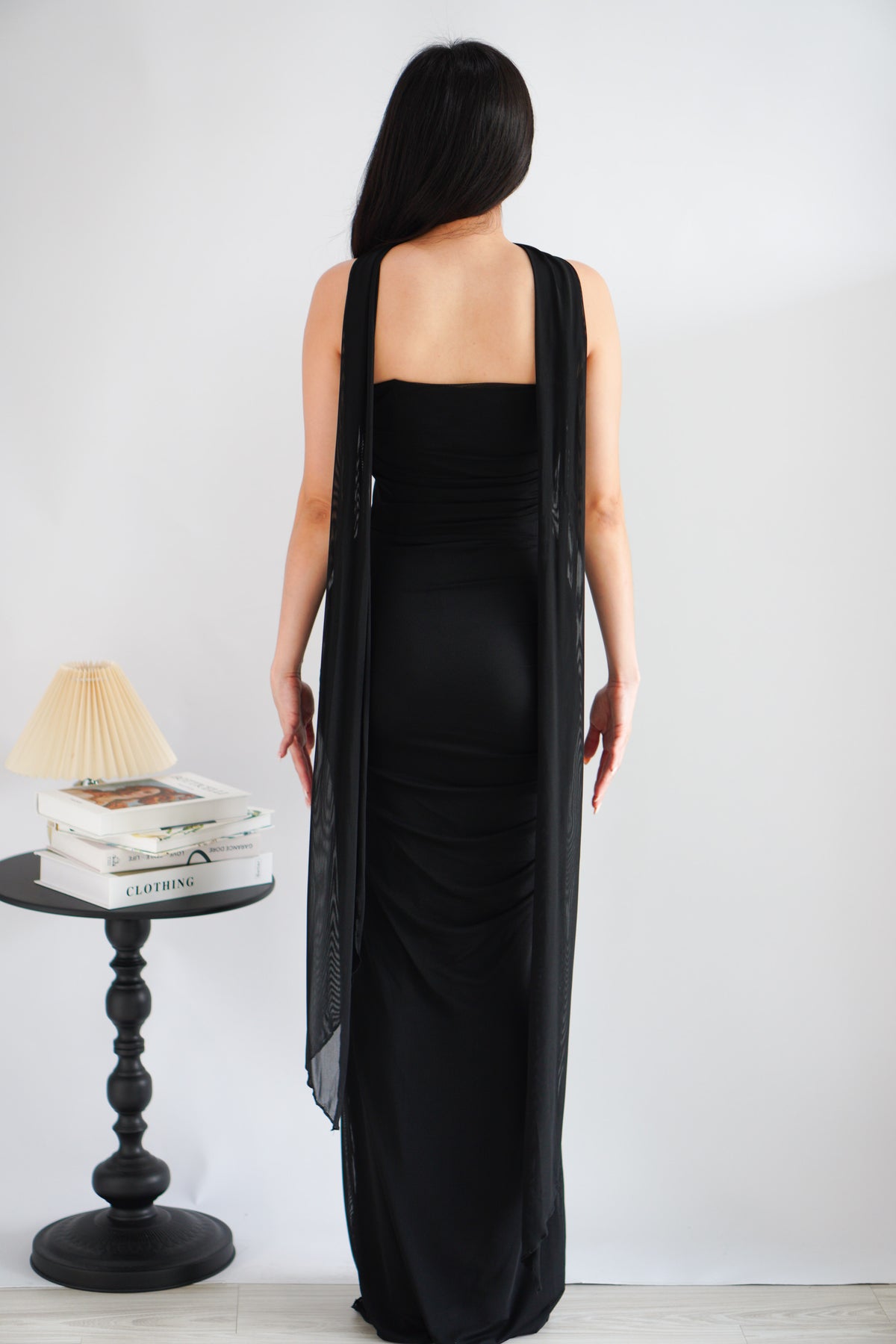 Roselune Corset 2 Piece Skirt Set with Sash in Black