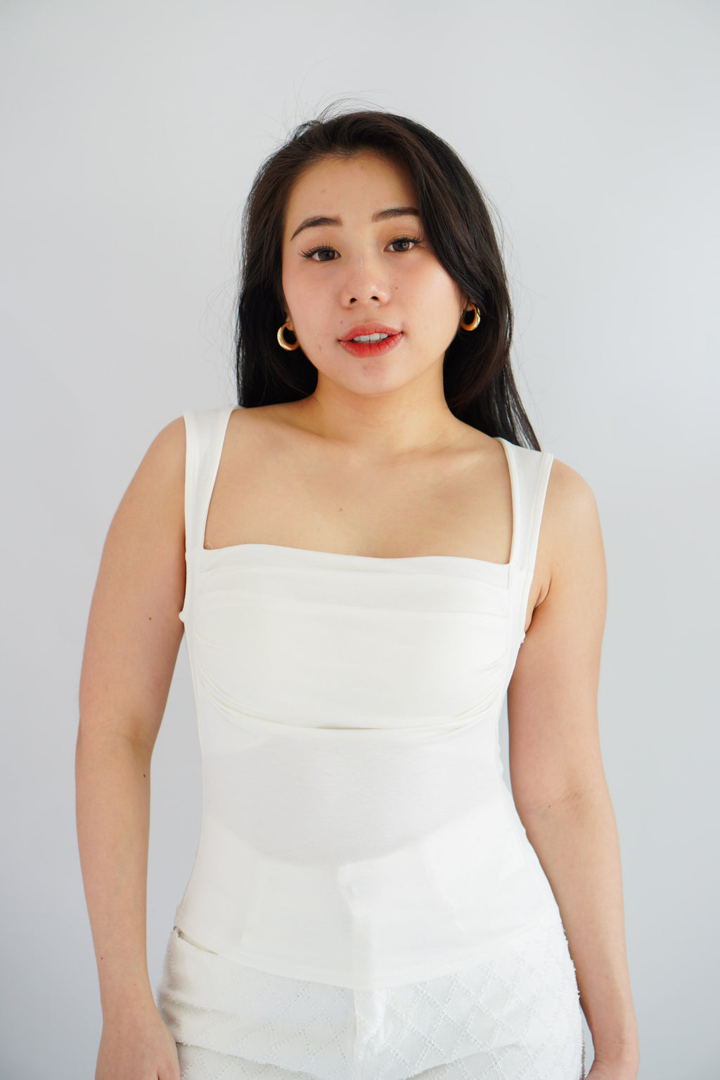Ralyra Padded Ruched Bust Top in White