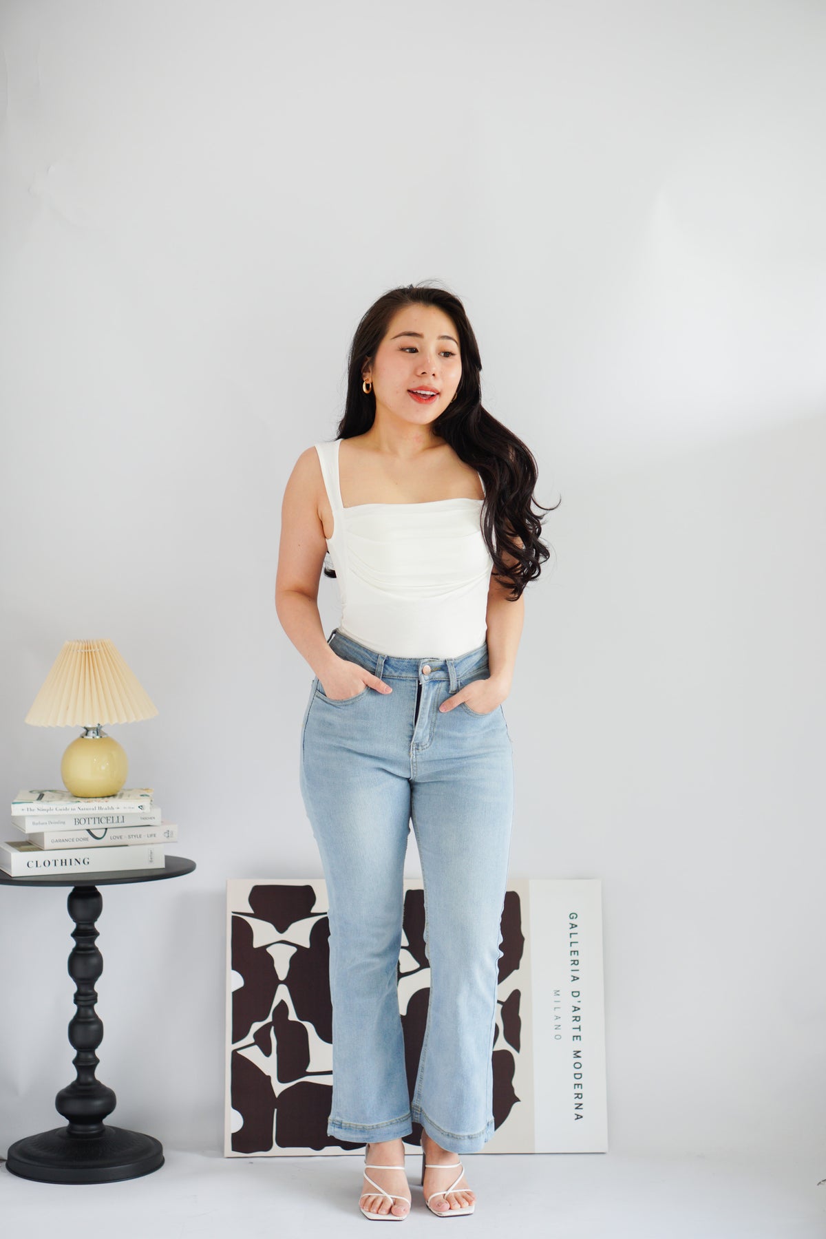 Ralyra Padded Ruched Bust Top in White
