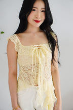 Miceanna Ruffles Lace Top in Yellow
