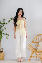 Miceanna Ruffles Lace Top in Yellow