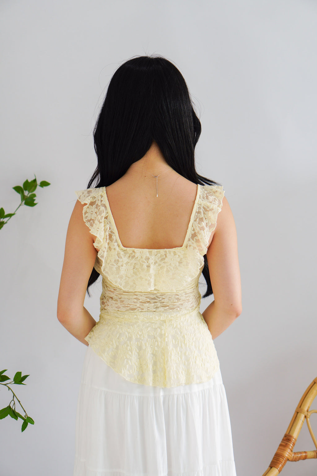Miceanna Ruffles Lace Top in Yellow