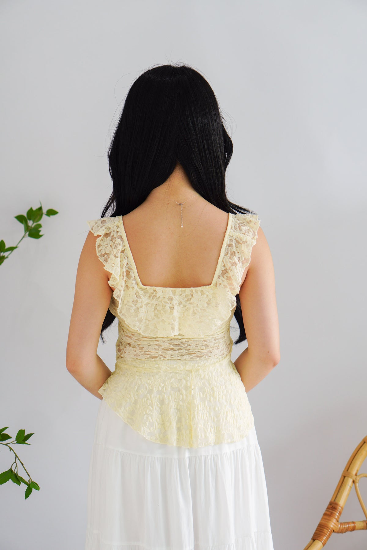 Miceanna Ruffles Lace Top in Yellow