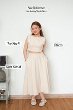 Audrey Boat Neck Top by Bash in Beige