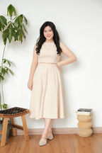 Audrey Boat Neck Top by Bash in Beige