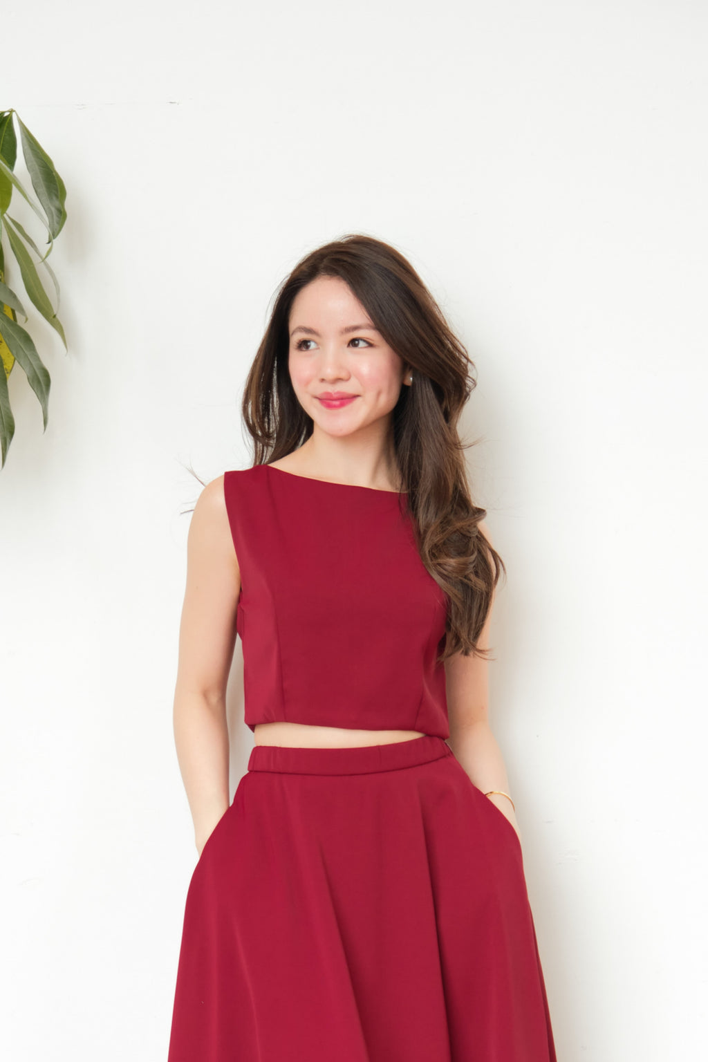 Audrey Boat Neck Top by Bash in Red