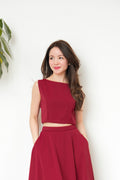 Audrey Boat Neck Top by Bash in Red