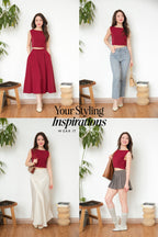 Audrey Boat Neck Top by Bash in Red