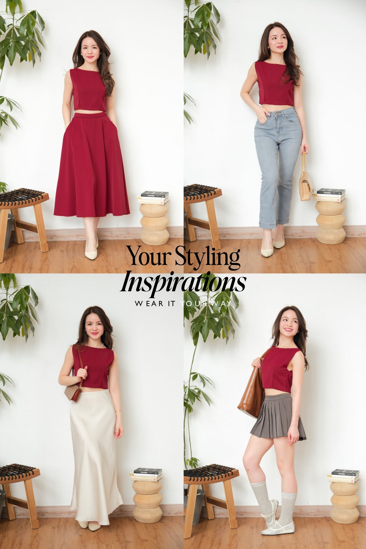 Audrey Boat Neck Top by Bash in Red