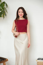 Audrey Boat Neck Top by Bash in Red