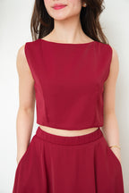 Audrey Boat Neck Top by Bash in Red