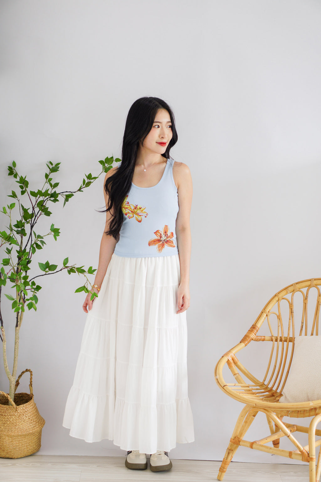 (BACKORDER) Lorasa Floral Tank Top in Blue
