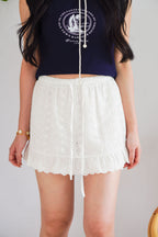 (BACKORDER) Islae Eyelet Ruffles Mini Skirt in White