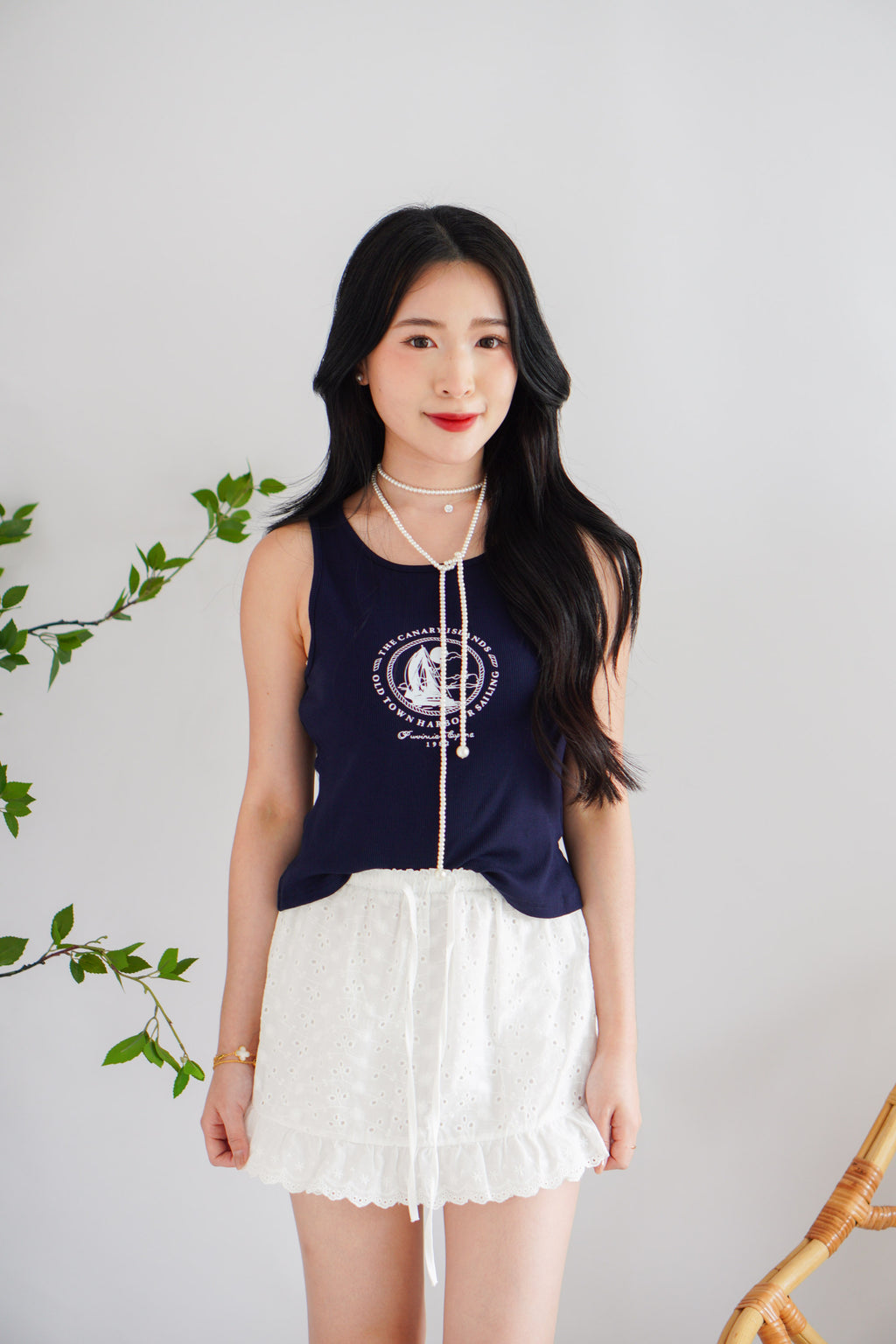 (BACKORDER) Islae Eyelet Ruffles Mini Skirt in White