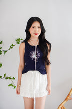 (BACKORDER) Islae Eyelet Ruffles Mini Skirt in White