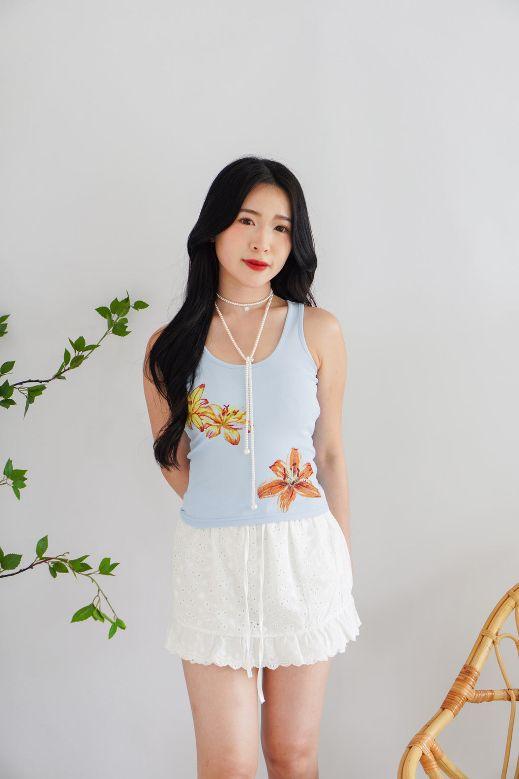 (BACKORDER) Islae Eyelet Ruffles Mini Skirt in White