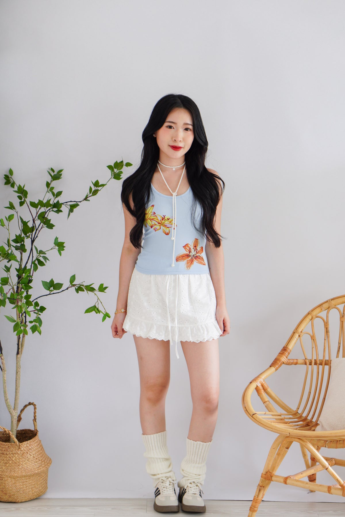 (BACKORDER) Islae Eyelet Ruffles Mini Skirt in White