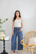Aston Wide Legged Jeans in Dark Blue