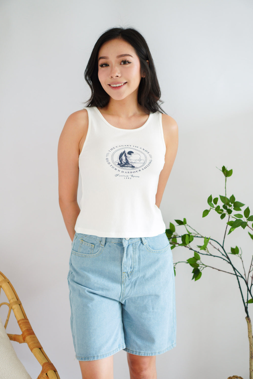 Canary Islands Tank Top in White