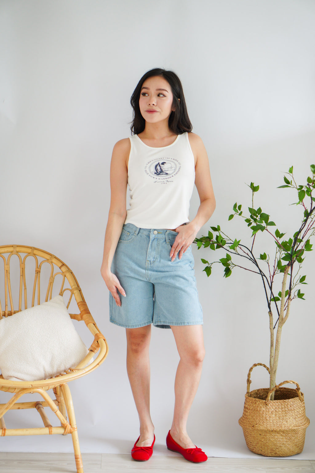 Canary Islands Tank Top in White