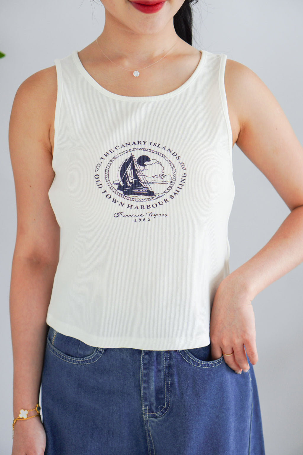 Canary Islands Tank Top in White