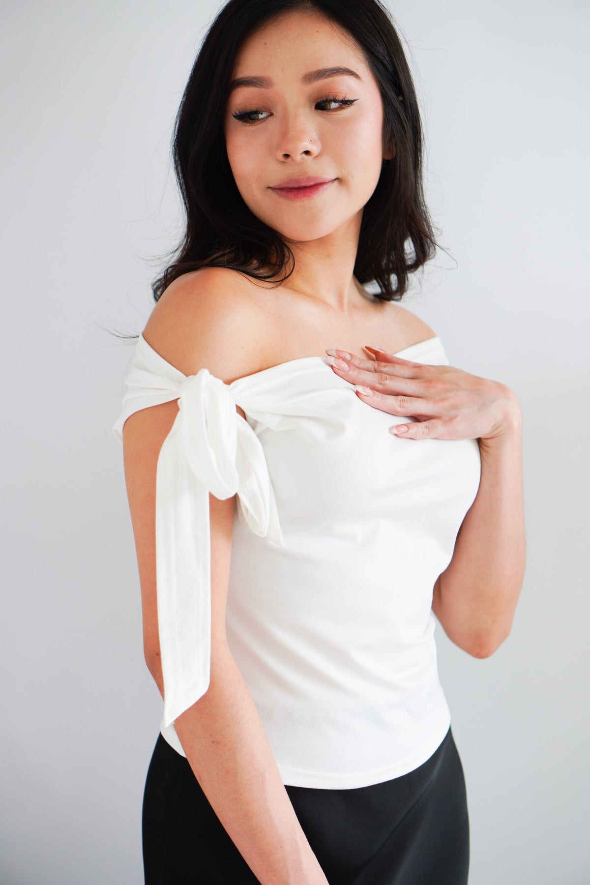 Sriya Toga Ribbon Self Tied Top in White