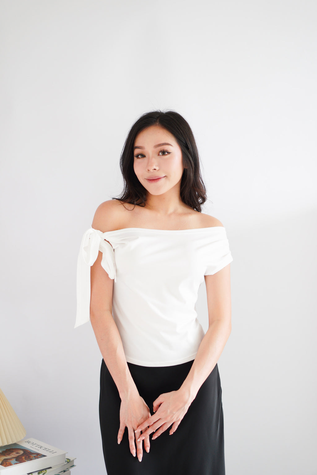 Sriya Toga Ribbon Self Tied Top in White